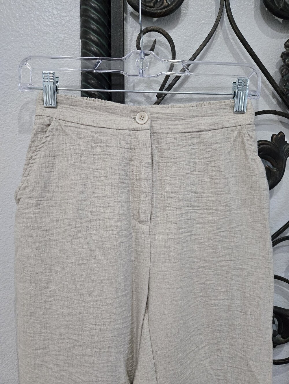 Happily Grey Neutral Beige Casual Pull-On Pants